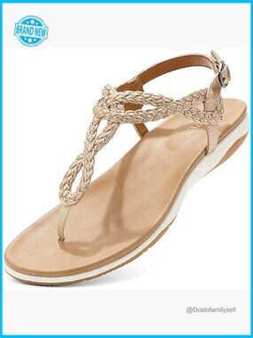 Braided T-Strap Thong Sandals Arch Support Comfortable Walking Elegant Minimal